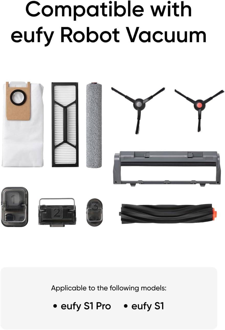 imageeufy Accessory Kit for Omni S1 ProS1 2 Rolling Mops 4 HighPerformance Filters Dirty Water Reservoir Filter Rolling Brush ampamp Brush Guard 3 Dust Bags and 2 Sets of Side Brushes