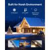 imageeufy Permanent Outdoor Lights E120 50ft with 30 DualLED RGB and Warm White Eave Lights IP67 Waterproof App Control AI Light Design Endless Themes for Christmas Decorations Links with Cameras100ft