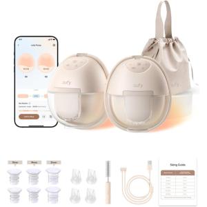 imageeufy Security Heated Breast Pump HandsFree E20 Wearable with Innovative HeatFlow 3 Heat Levels Optimized Rhythm via App HospitalGrade Suction Leakproof UltraSlim and Quiet for inBra UseHeated Breast Pump S1